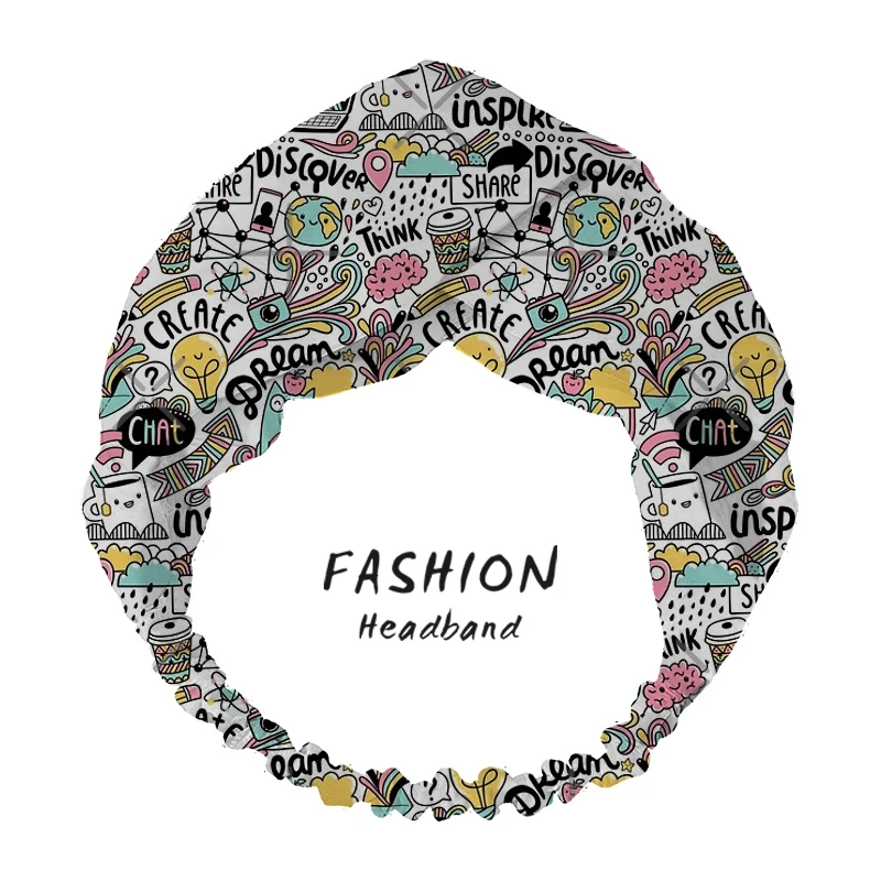 

2020 Women Hair Bands Accessories Headband Fashion pencil creative illustration Print Bohemian Hairband Scrunchies Bandanas