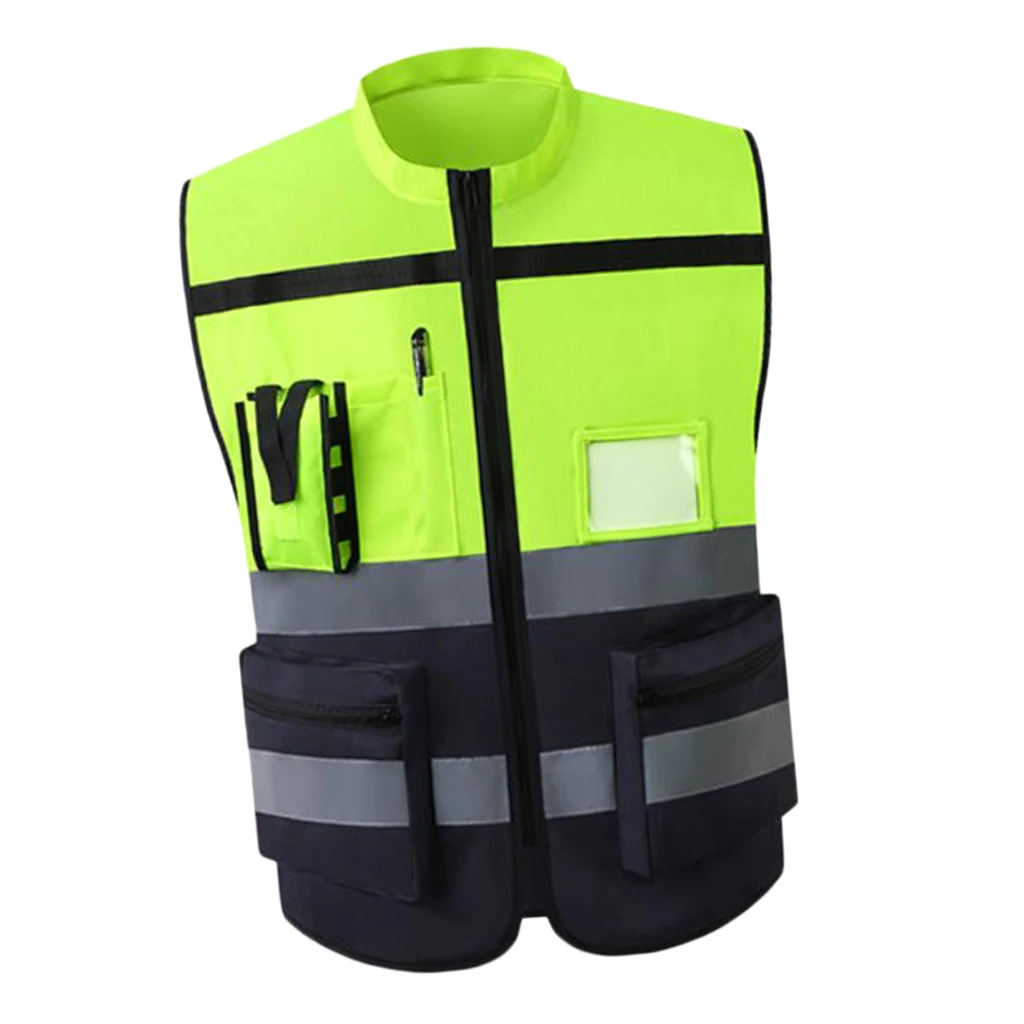 High Visibility Safety Vest with Pockets Reflective Strips and Zipper Style-F | Автомобили и мотоциклы