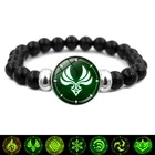 Ударопрочный браслет Genshin с кнопками-застежками, мужские браслеты с черными бусинами и элементами в виде глаз Бога, воды, ветра, гроза, огня, камня, льда