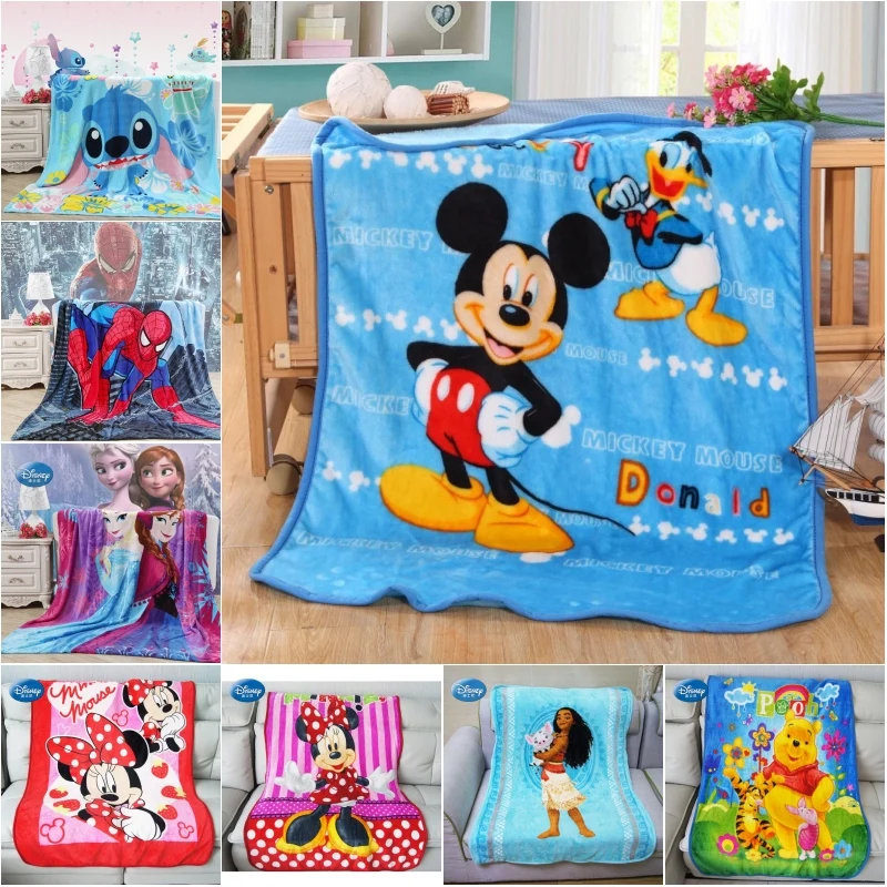 Мягкое покрывало из кораллового флиса disney, 100x140 см, Микки, Минни Маус, стежок для маленьких девочек и мальчиков, детский подарок, спальня на кровать, диван