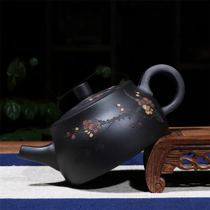 Yixing Фиолетовый Глиняный резной чайник ручной работы креативный китайский черный