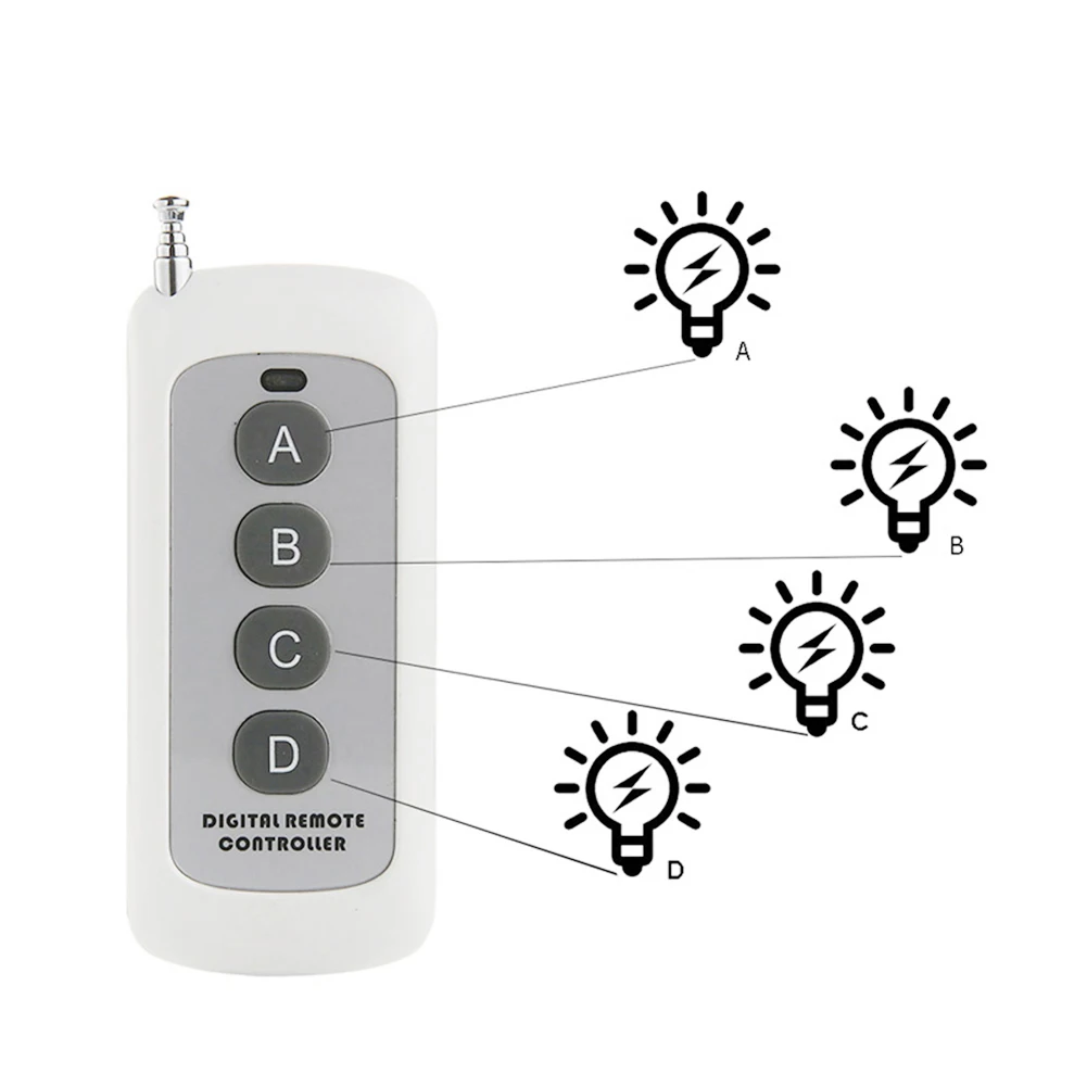 

433MHz 4 buttons Remote Control touch switch Copying Transmitter Cloning duplicator Key Fob for Wall LED Light Switch
