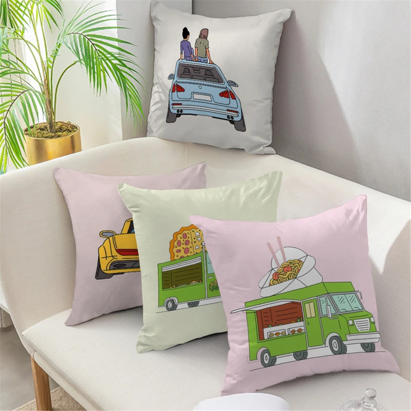 

Cartoon Car Print Pillow Cases Decorative Pillow Covers For Bed Sofa Chair Car Seat Cushion Cover Almofada Cojines 45x45cm