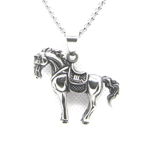 Модное серебряное ожерелье с подвеской-лошадкой из нержавеющей стали 316L