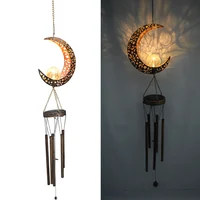 Outdoor Solar Wind Chimes Yard Garden Moon Tubes Bells Ornament Iron Antique Windchime Wall Hanging Home Decoration for Dropship