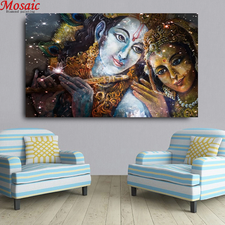 Large Size Krishna And Radha Buddha Diamond Painting cross stitch kits Room Wall Art Pictures diamond embroidery mosaic religion