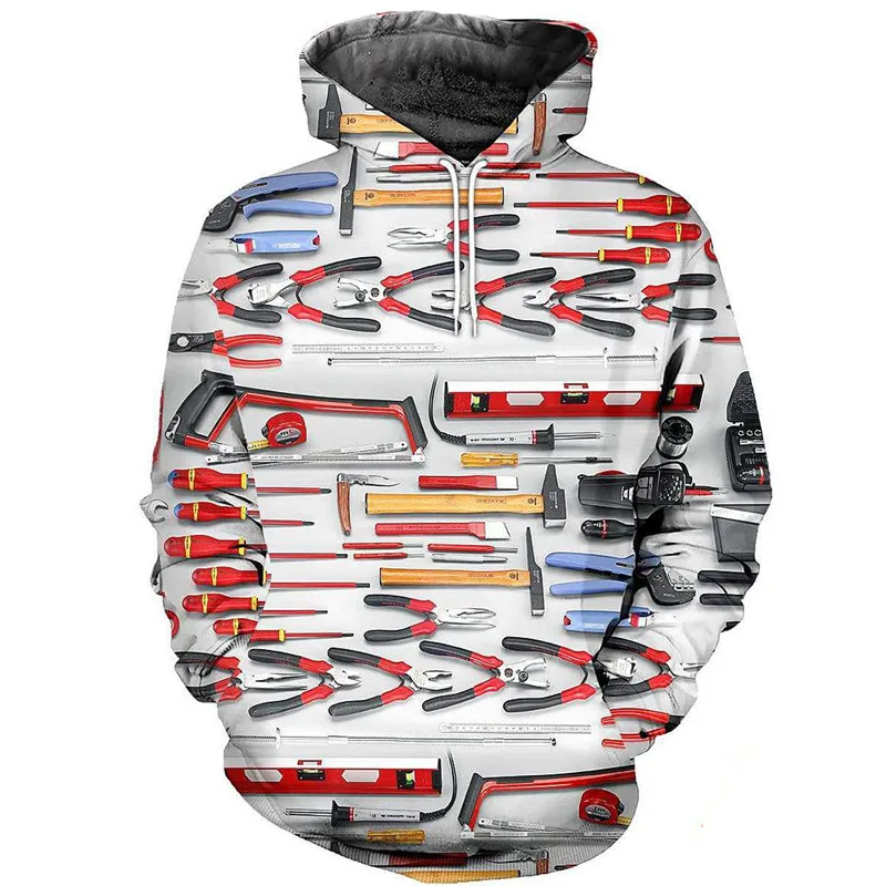 

New men's and women's hoodie electrical tools 3D full printing zipper hoodie autumn and winter fashion street casual sweatshirt