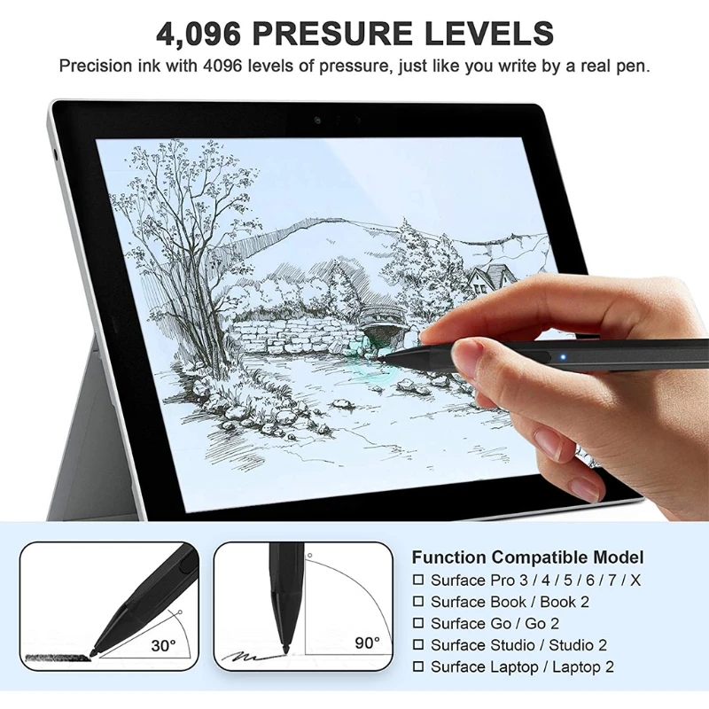 Стилус с 4096 уровнем давления Перезаряжаемый для Surface Pro 5 6 7 Go Book серия поверхности