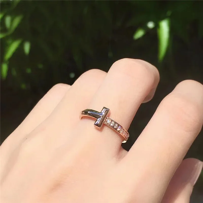 

2020 TF classic new T1 flash Diamond Sterling Silver 925 women's ring, fashion accessories make you more attractive