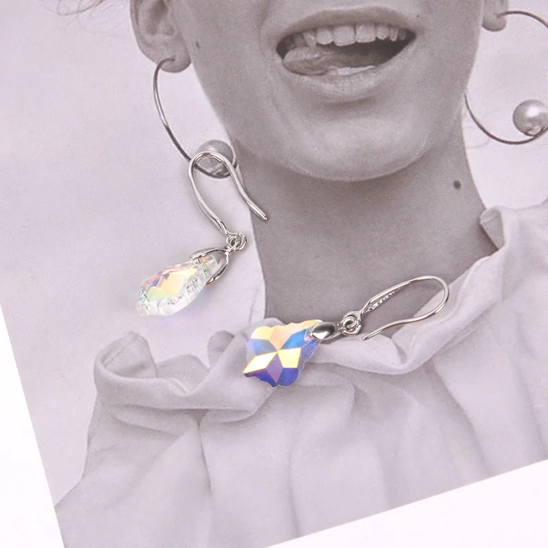 

Female Rainbow Water Drop Earrings Boho Silver Color Zircon Stone Crystal Long Dangle Earrings for Women Girl's Jewelry Gift