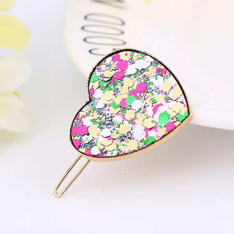 

Korean Rainbow Love Hair Clip Personality Big Headdress Hairpin Party Retro Sequin Hair Barrettes Hairgrip Hair Accessories 1pc