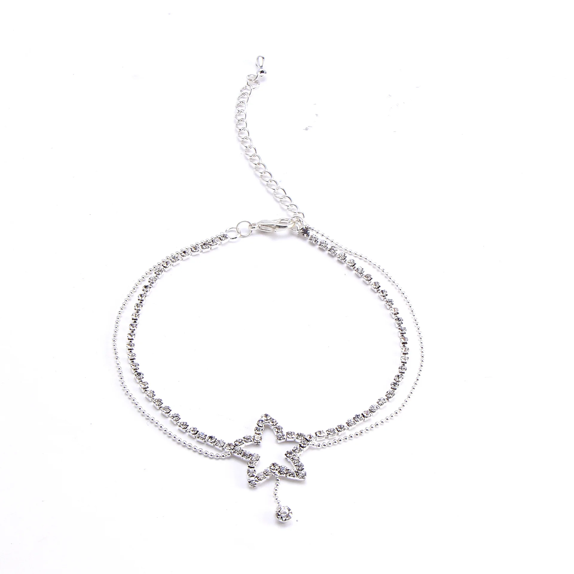 Женский анклет с пятиконечными звездами и кристаллами милый пляжный браслет на