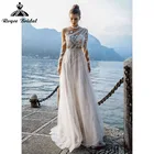 Винтажное богемное свадебное платье А-силуэта с длинным рукавом