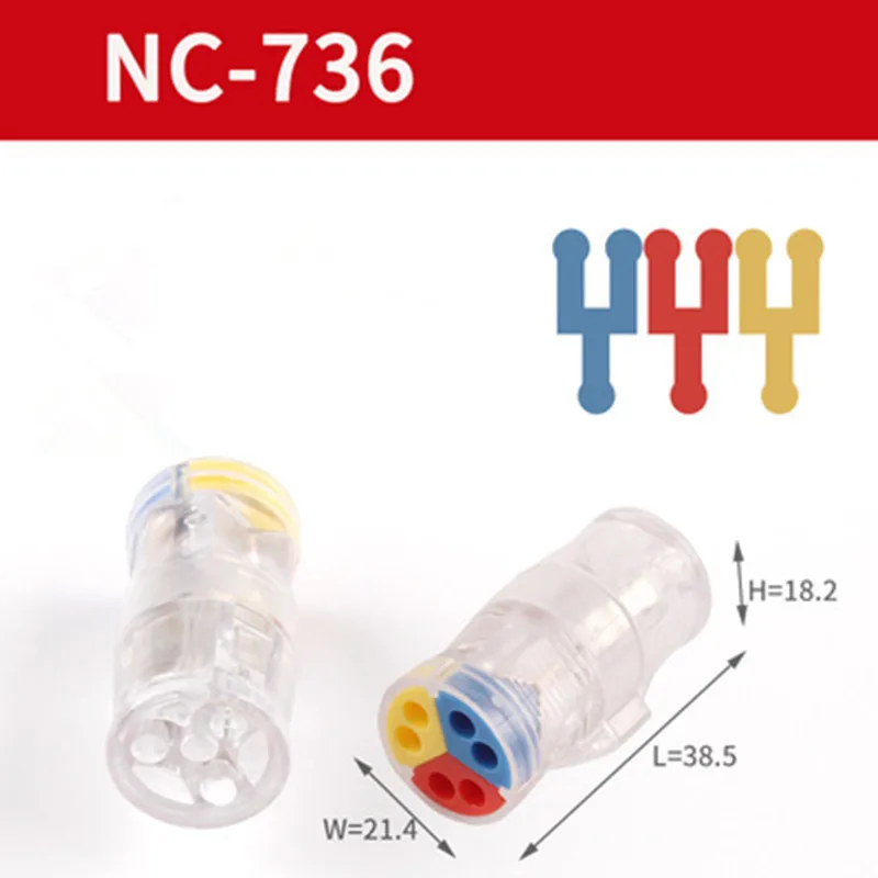 

3PCS Universal Connection Terminal NC-724/736 Wire Connector Terminals Kit Universal Power Wire Connector Quick Terminal Block