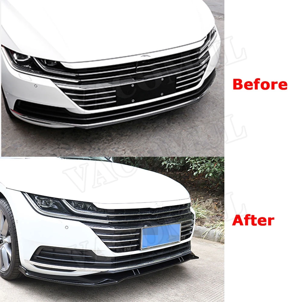 3 шт./компл. передний бампер спойлер для Volkswagen VW CC 2019 2020 ABS черная головка