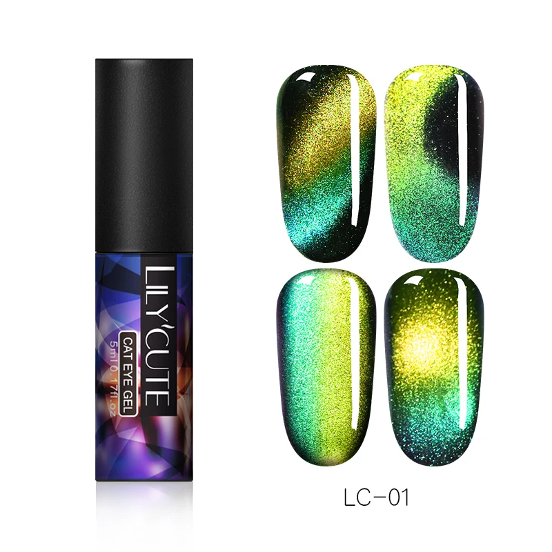 Auroras new 1 LILYCUTE 9D Auroras ногтей Гель-лак «кошачий глаз» Гель-лак для использования с магнитом звездное небо замочить от УФ Магнитный Гель-лак для ногтей 5 мл - Цвет: Auroras new 1