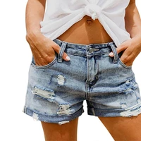 women denim shorts high waist feminino casual summer cool blue fur lined leg openings sexy hole short jeans for women
