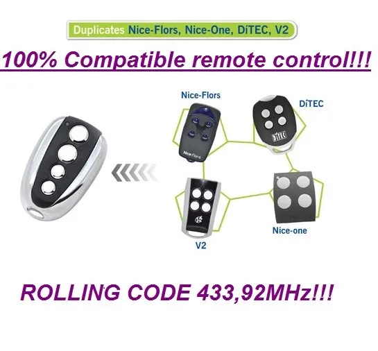 Пульт дистанционного управления Rolling Code для Ditec Nice Flor-S One V2 | Автомобили и