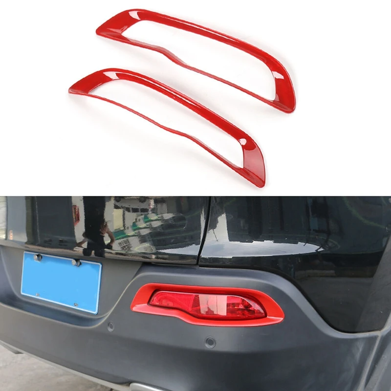 

Car Red Rear Fog Lamp Frame Rear Fog Lamp Cover Exterior Decoration Modified Accessories for Jeep Cherokee 2014-2018