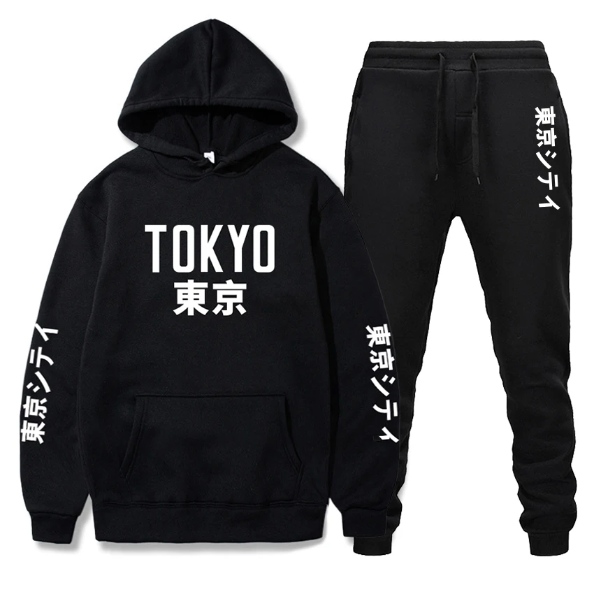 

2021 Spring and Autumn Men's Suit Sports Suit Hoodie + Pants Men's and Women's Fashion Sports Suit Japanese Anime Printed Suit