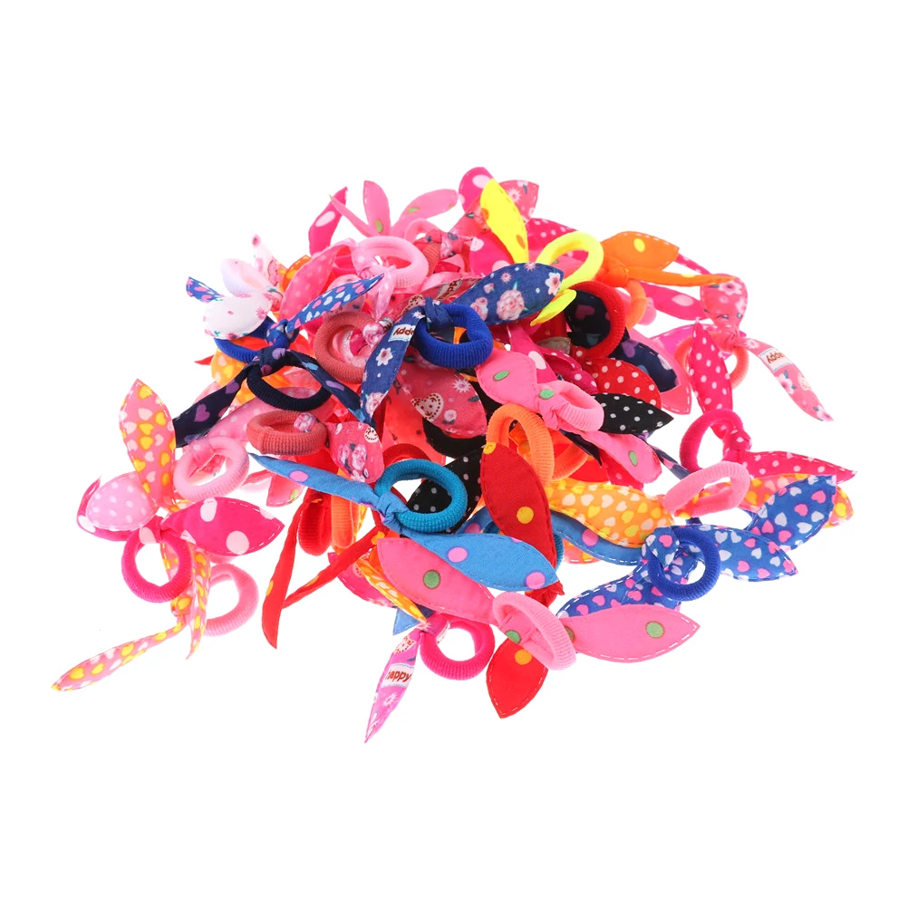 

20pcs/lot Rabbit ears Hair band Children kids Hair Accessories Scrunchies Elastic Hair Band for women girl rubber band happy