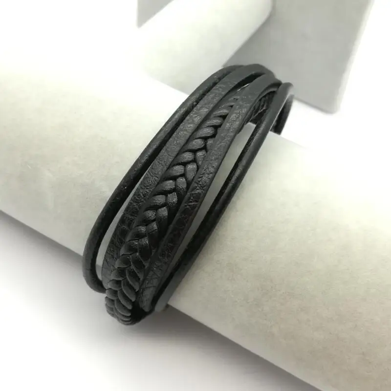 Мода 2020 цепочка из нержавеющей стали браслет натуральной кожи для мужчин