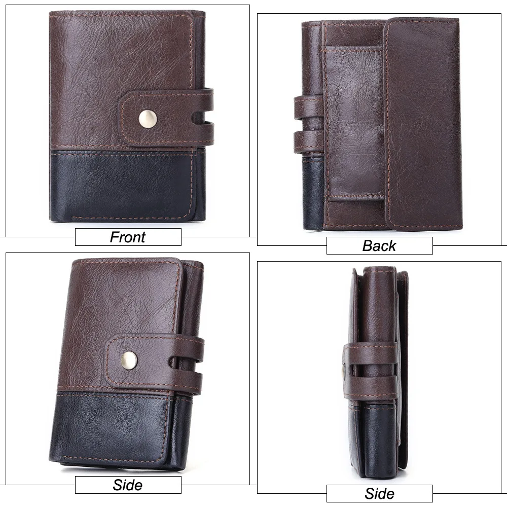 

Genuine Leather Hasp Short Wallets Men Patchwork Design Purse With Coin Pocket Small Card Holder For Male