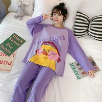 women sleepwear cotton pajamas cartoon nighty spring fall pyjamas pullover loose version pajamas plus size xxl