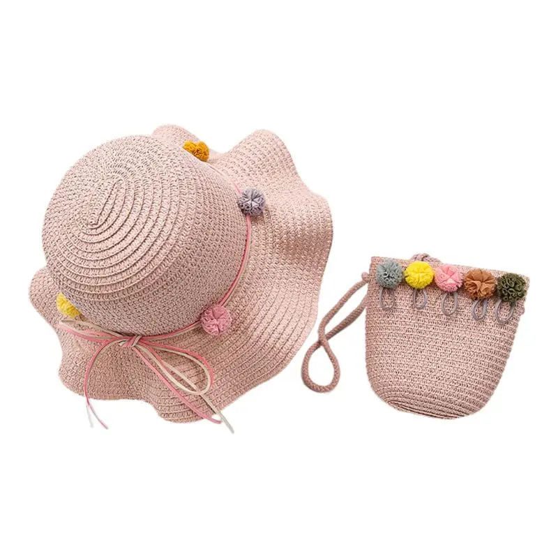 Летняя соломенная плетеная Солнцезащитная шляпа для маленьких девочек с