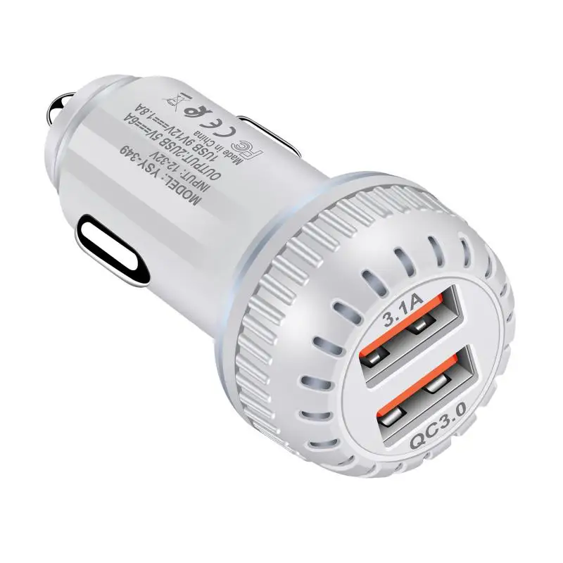 Быстрое зарядное устройство QC 3 0 автомобильное с двумя Usb портами адаптер для