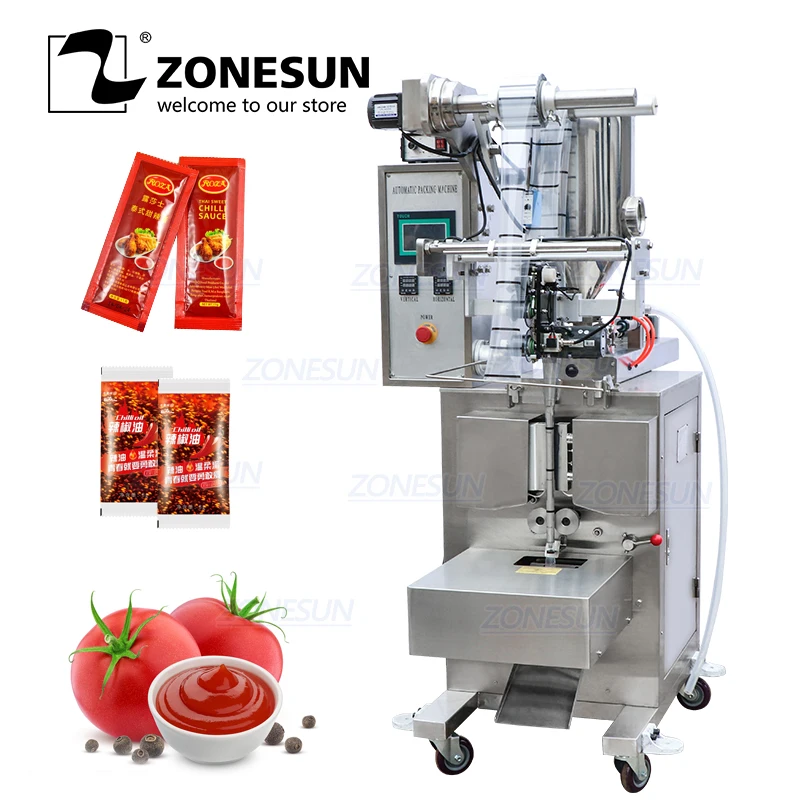 

ZONESUN ZS-S100 Automatic Paste Honey Stick Oil Jam Ketchup Water Quantitative Liquid Packaging Machine Filling Sealing Machine