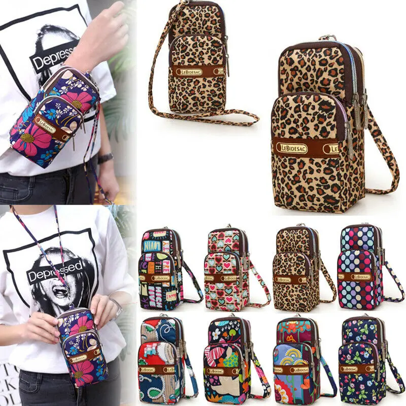 Женская нейлоновая спортивная сумка на руку мессенджер для телефона сумочка с