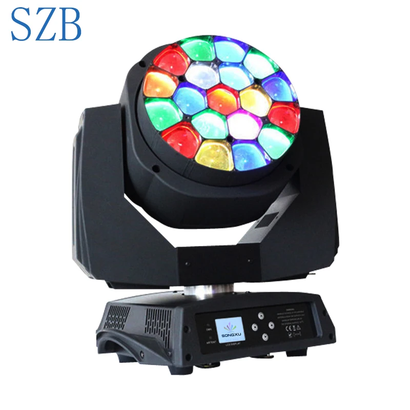 Функция масштабирования 19x15 Вт RGBW фотовспышка с большими глазами движущийся