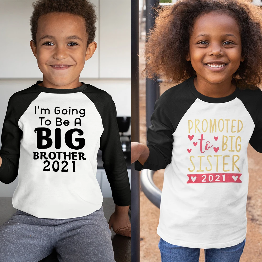 

Hot Sale Toddler Boys Girls Long Sleeve Shirts I'm Going To Be A Big Brother/sister 2021 Tee Tops Clothes Baseball Casual Tshirt