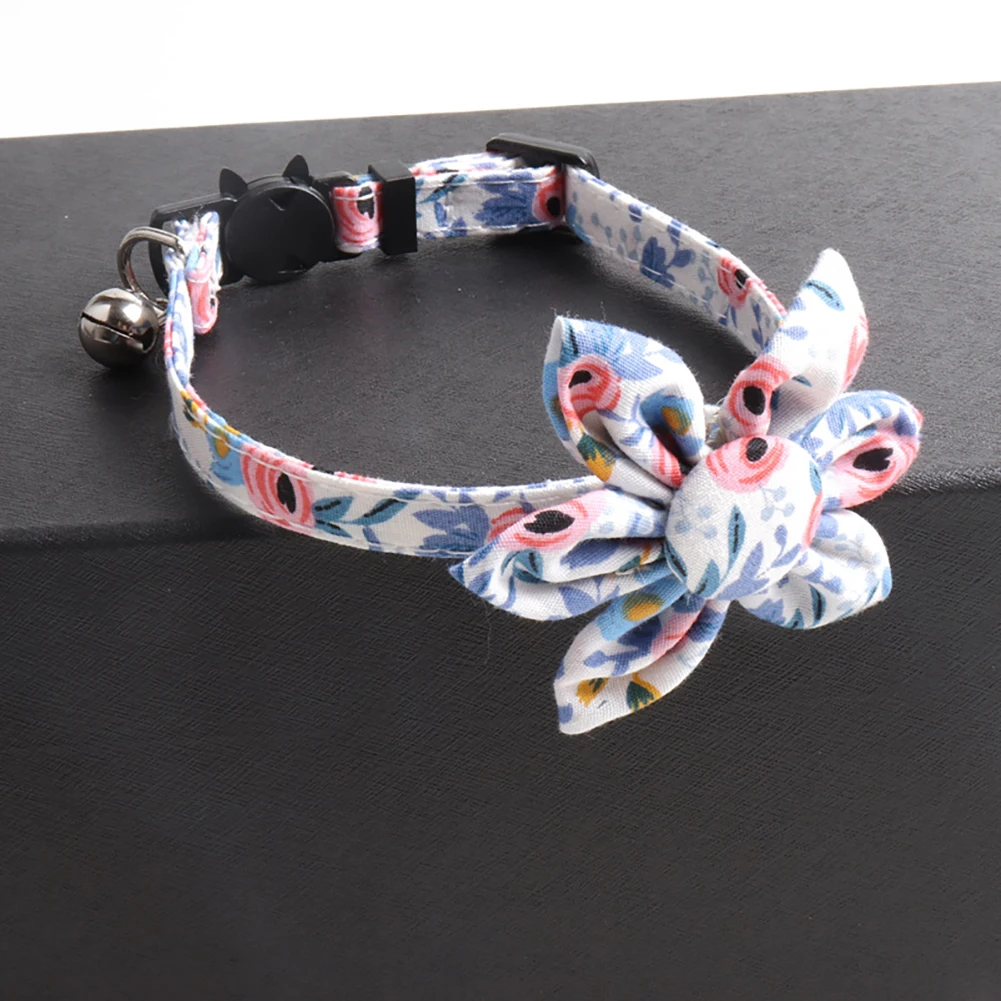 

Print Cat Collar Adjustable Cute Sun Flower Cat Collar with Bell Quick Release Kitten Collar Pet Necklace Accessory for Cats Dog