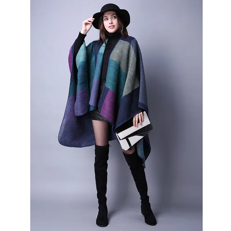 

New Luxury Brand Ponchos Coat 2020 Cashmere Scarves Women Winter Warm Shawls and Wraps Pashmina Thick Capes Blanket Femme Scarf