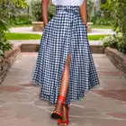 Женские Элегантные ассиметричные юбки 2022, летние юбки на молнии с высокой талией, модная длинная юбка ZANZEA, праздничная клетчатая трапециевидная юбка в клетку