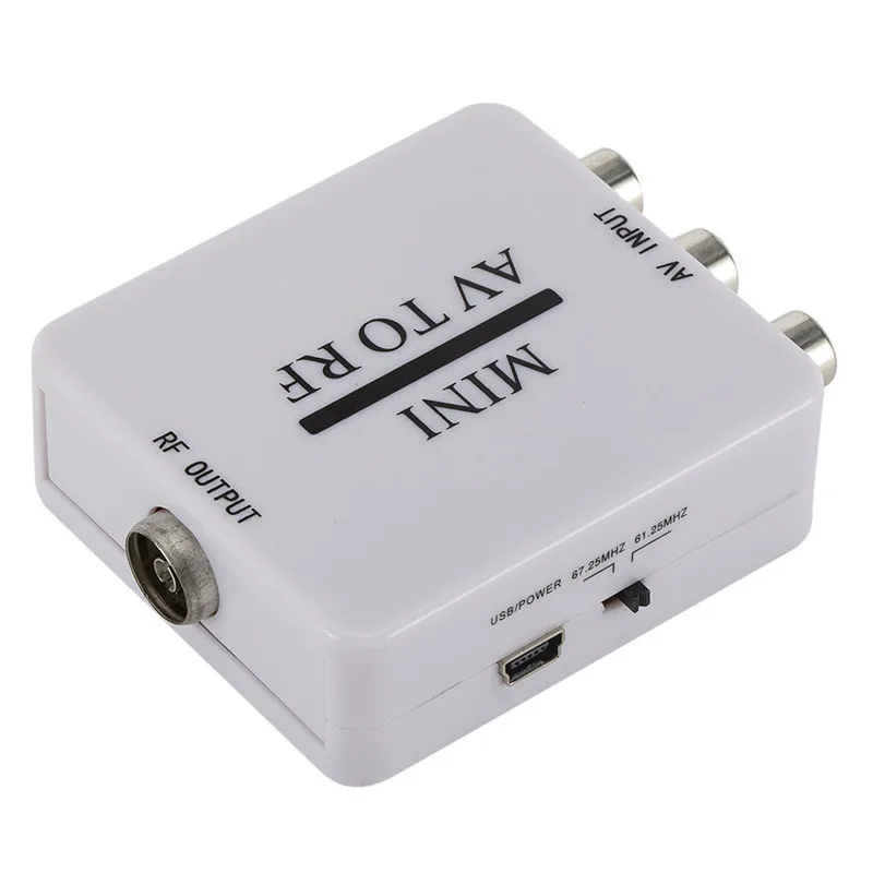 Новый мини RCA CVSB AV в RF адаптер 67 25 МГц 61 видео Аудио ТВ переключатель сигналов Hi