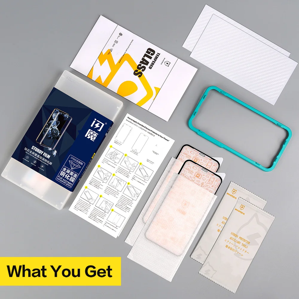 smartdevil 2pcs screen protectors for iphone 11pro 11 pro max full cover dust proof glass for iphone x xs max xr anti blue ray free global shipping