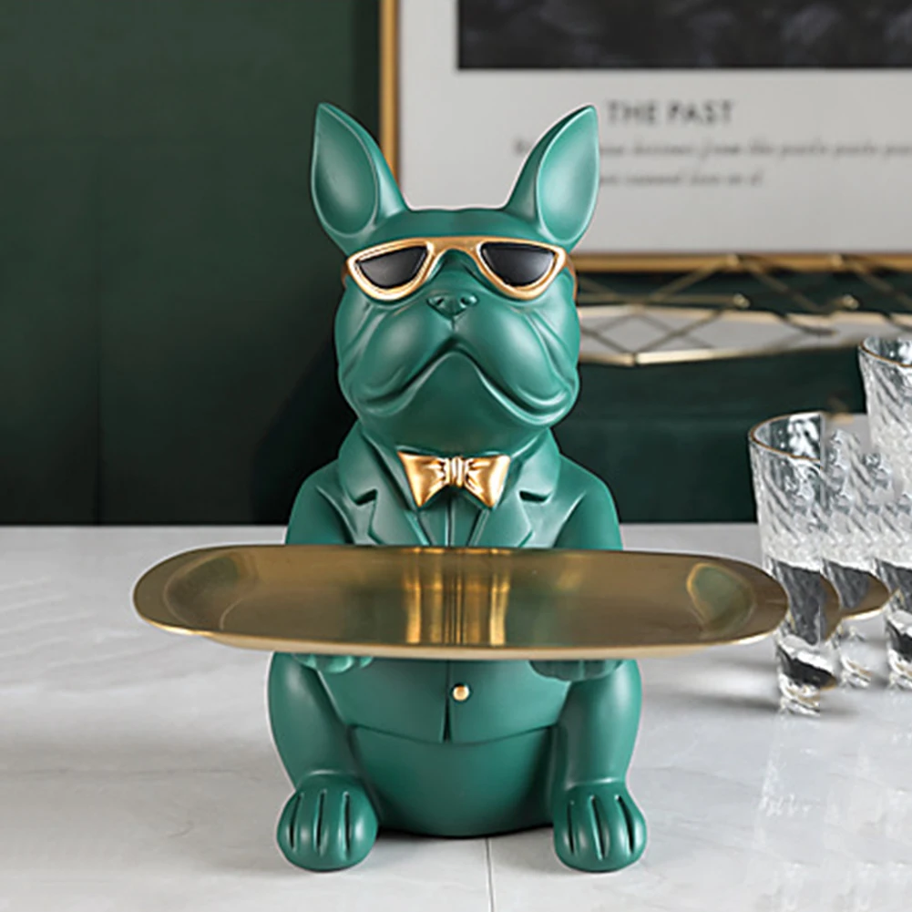 

Nordic French Bulldog Sculpture Dog Statue Statue Jewelry Storage Table Decoration Gift Belt Plate Glasses Tray Home Art Statue