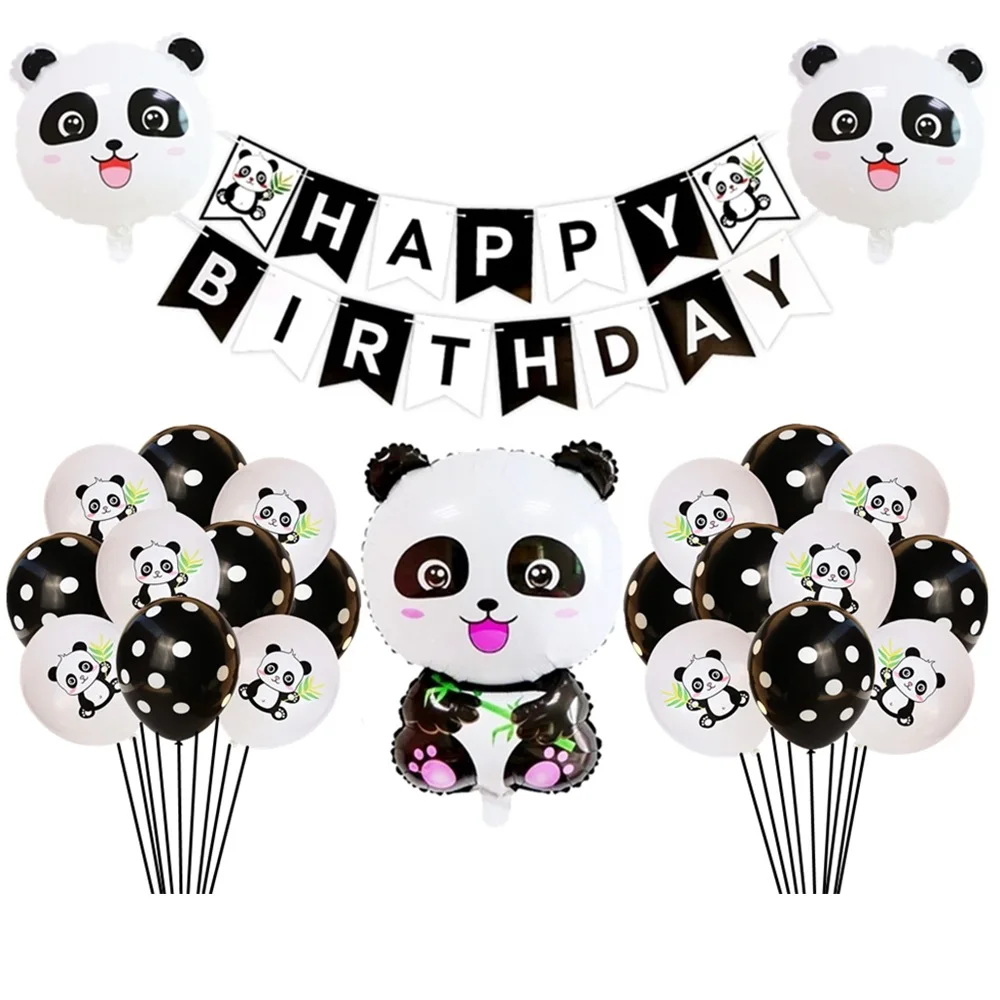 Panda Balloon Set Birthday Party Theme Decoration Aluminum Foil Balloon Baby Shower Party Supplies Flag Decoration