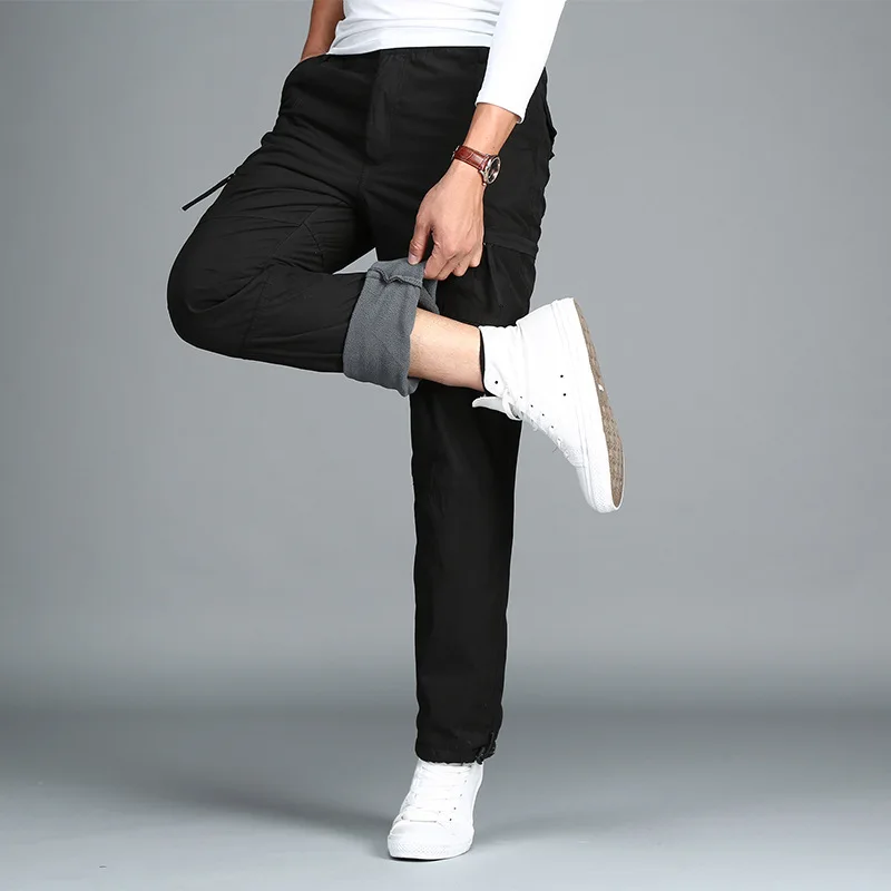 Высококачественные зимние теплые мужские толстые брюки двухслойные военные