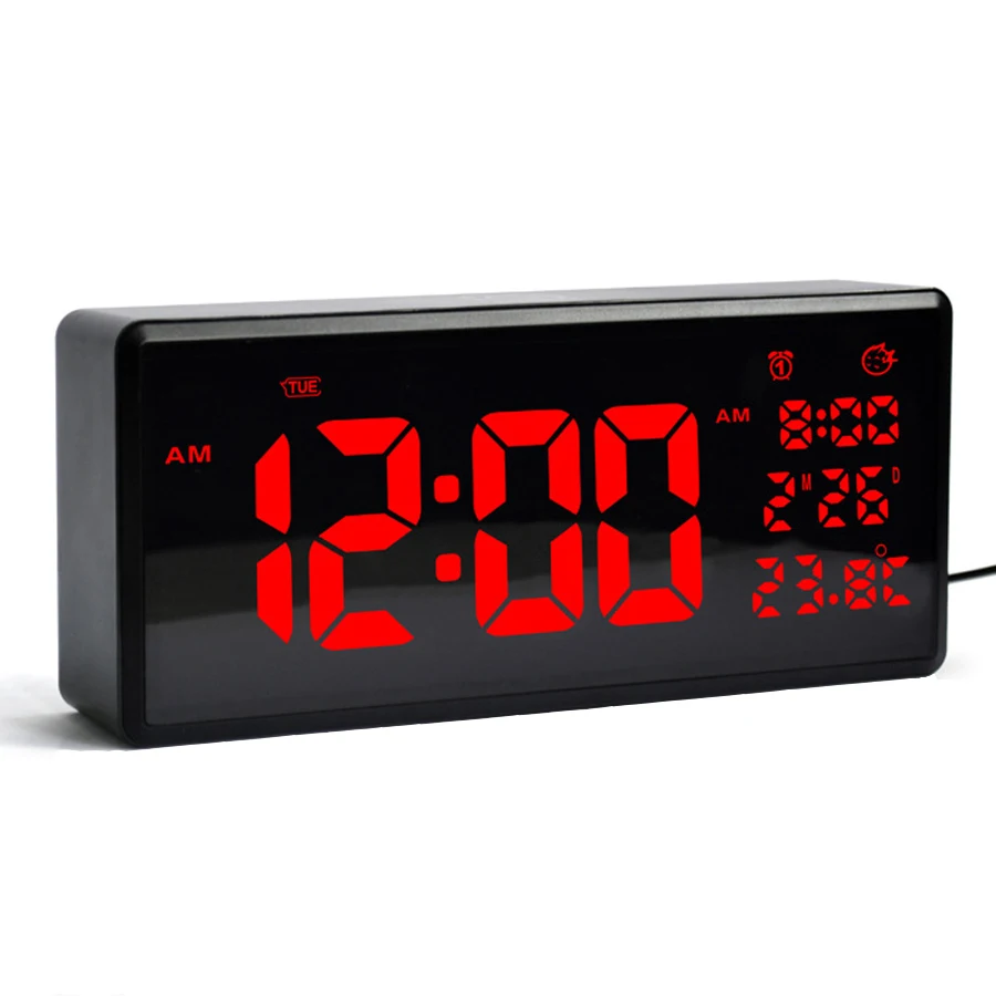 

Цифровой светодиодный музыкальный будильник, термометр, Повтор сигнала, для спальни, настольные часы, будильник, электронные настенные час...