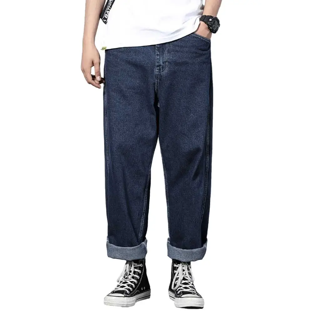 New Fashion Straight Jeans Men Casual Denim Pants Loose Baggy Trousers Streetwear Hiphop Harem Jeans Male Clothing