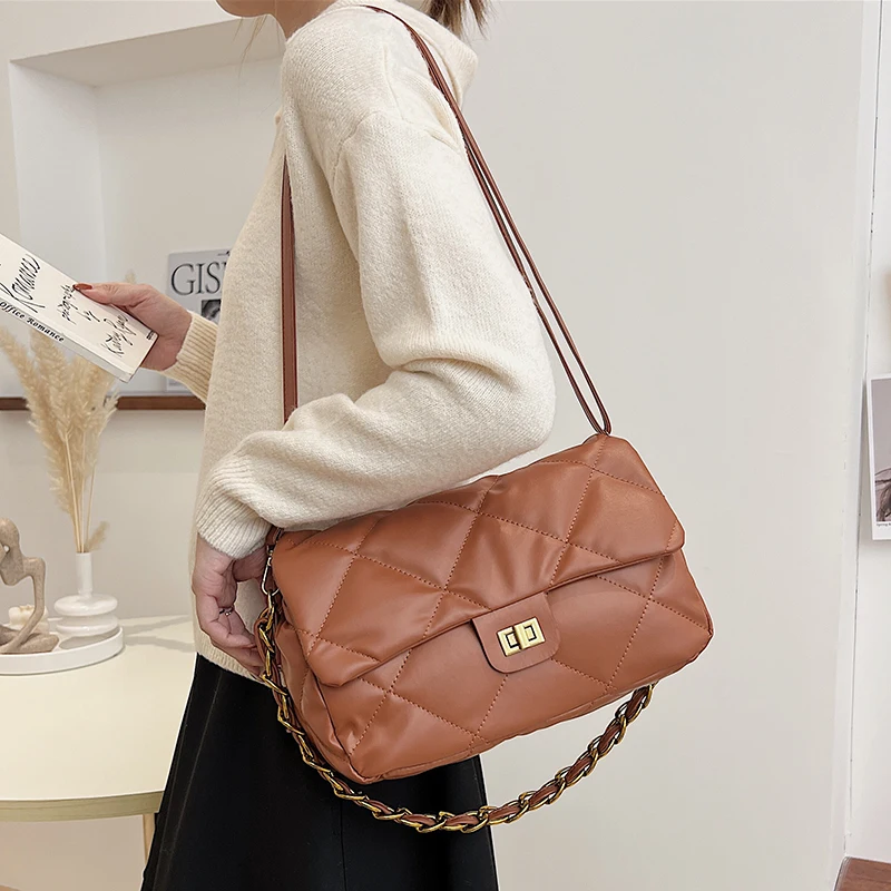 

Designer Women Pu Leather Chain Handbags High Quality Ladies Crossbody Bags for Women Fashion Female Tote Shoulder Messenger Bag