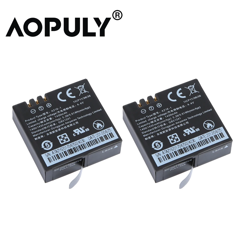 AOPULY AZ16-1 батарея для Xiaomi YI 2 4K аккумуляторная батарея+ ЖК USB двойное зарядное устройство для Xiaoyi экшн-камеры 2 - Цвет: AS picture