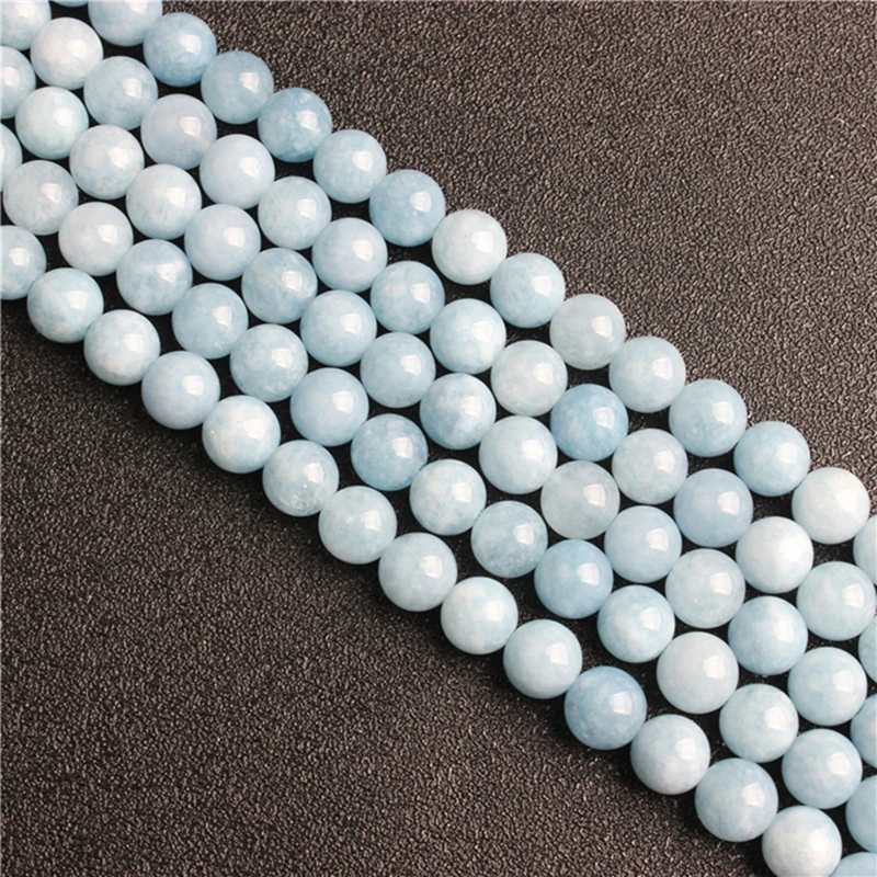 

Natural stone round bead Aquamarine loose beads 6 / 8 / 10 / 12mm suitable for jewelry making DIY Bracelet Necklace