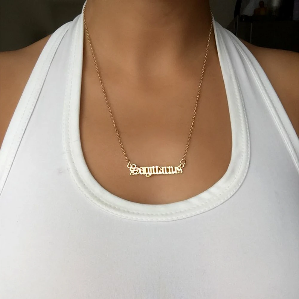 2020 модное ожерелье со знаками Зодиака золотые старые английские буквы 12