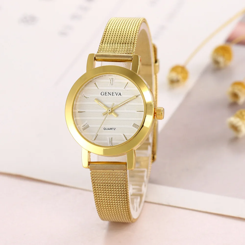 

Pop Vogue Women Thin Rosy Gold Casual Quartz Watch Ladies Metal Mesh Stainless Steel Bracelet Watches Relogio Feminino Clock