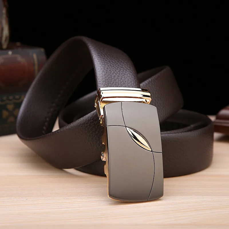 Мужской ремень из натуральной воловьей кожи с автоматической пряжкой|Мужские